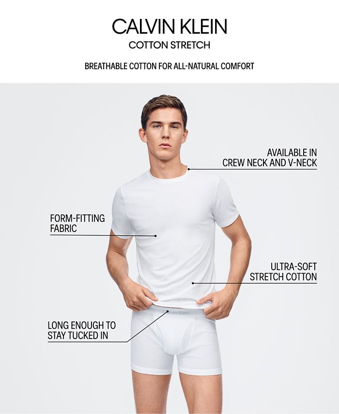 Calvin Macy\'s - Stretch Crew Men\'s Cotton Klein Neck 2-Pack Undershirt