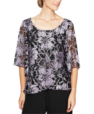 Alex Evenings - Printed Metallic Top