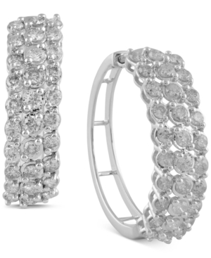 image of Diamond Medium Hoop Earrings (2 ct. t.w.) in 14k White Gold, 1.1