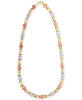 Hearts & Kisses 17" Statement Necklace in 18k Tricolor Gold-Plated Sterling Silver, Created for Macy's (Also in Gold Over Silver and Sterling Silver)
