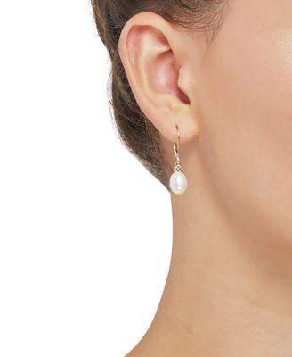 Cultured Freshwater Pearl Earrings (8mm) in 10k Gold & White Gold