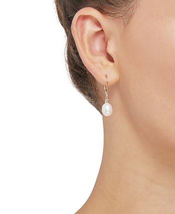 Macy's - Cultured Freshwater Pearl Earrings in 10k Gold or White Gold (8mm)