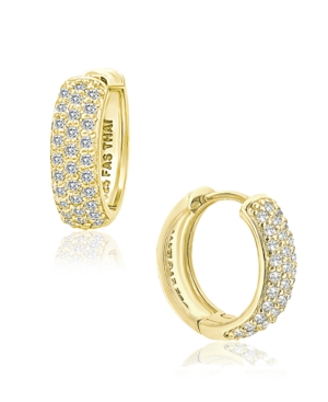 Giani Bernini Cubic Zirconia Oval Huggie Hoop Earrings In Sterling Silver Or 18k Gold Plated Sterling Silver In Gold