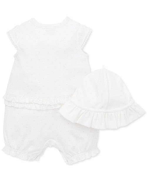 Little Me Baby Girls 2 Pc Cotton Hat Blossom Romper Set