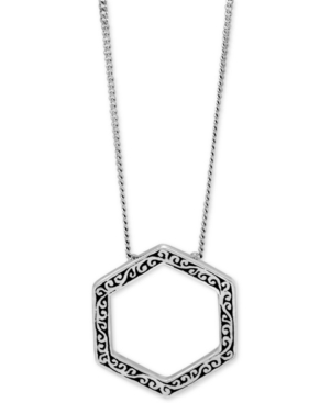 Lois Hill Filigree Hexagon Pendant Necklace In Sterling Silver, 16" + 2" Extender