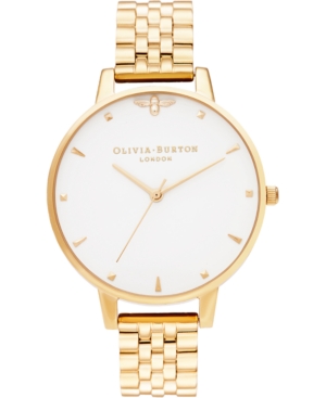 image of Olivia Burton Women-s Queen Bee Gold-Tone Stainless Steel Bracelet Watch 38mm