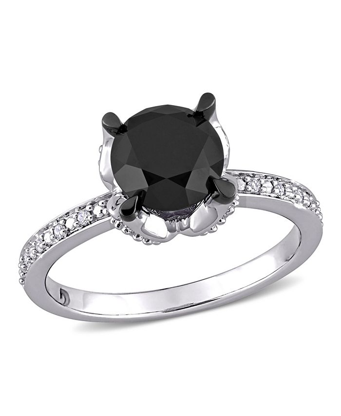 Macy's Black and White Diamond (2 ct. t.w.) Engagement Ring in 14k ...