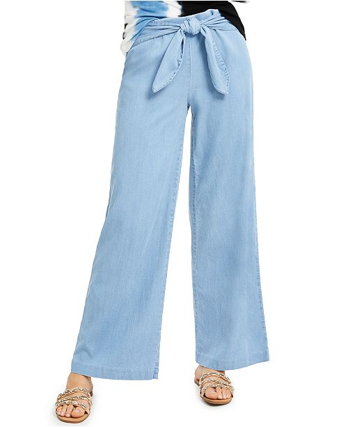 INC International Concepts INC Wide-Leg Chambray Pants, Created for ...