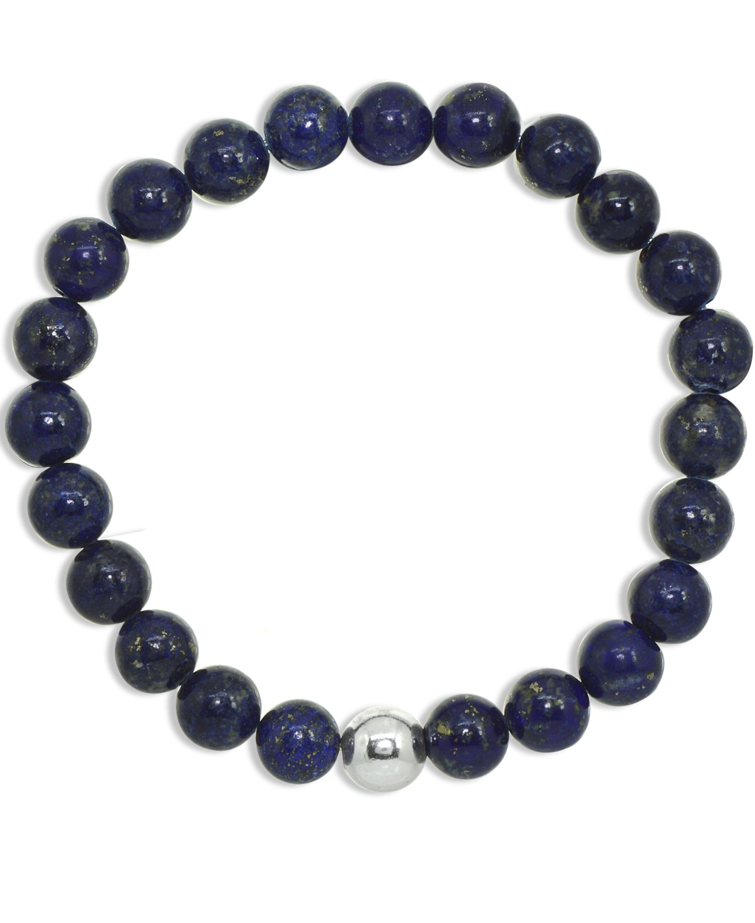 Genuine Stone Bead Stretch Bracelet with Silver Plate or Gold Plate Bead Accent
