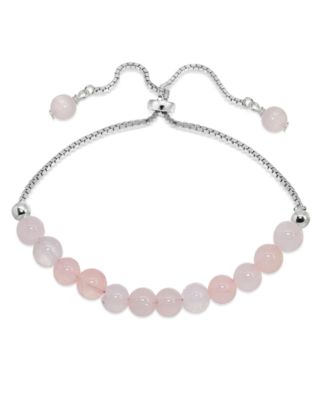 Macy's - Genuine Stone Bead Adjustable Bracelet in Fine Silver Plate