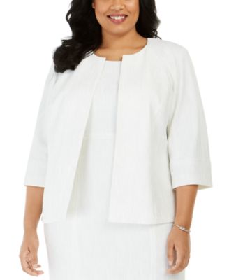 Kasper Women's Organza Mixed Texture Flyaway Jacket Blue Size 24W main image 1