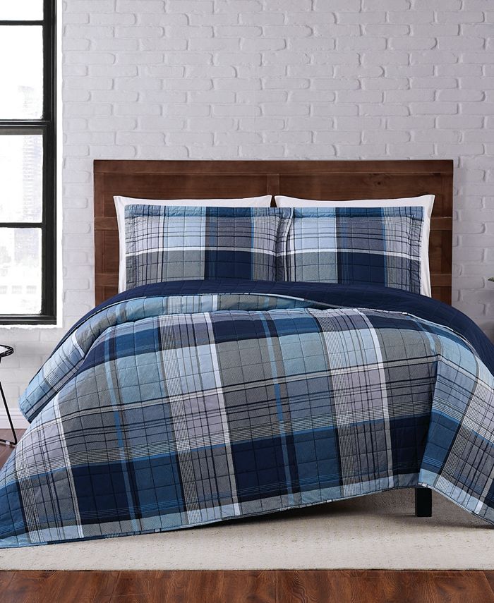 Truly Soft Trey Plaid Twin XL Quilt Set - Macy's