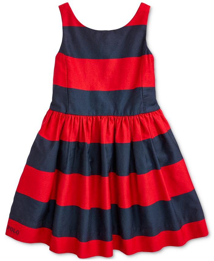 Polo Ralph Lauren Little Girls Striped Cotton Sateen Dress & Reviews -  Dresses - Kids - Macy's
