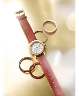 Tory Burch Women's Gigi Scarlet Red Leather Strap Watch Box Set 28mm, Created for Macy's