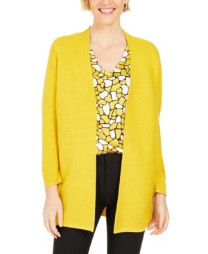 Kasper Petite Ribbed Button-Trim Cardigan