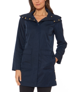 image of Jones New York Hooded Snap-Collar Water-Resistant Raincoat