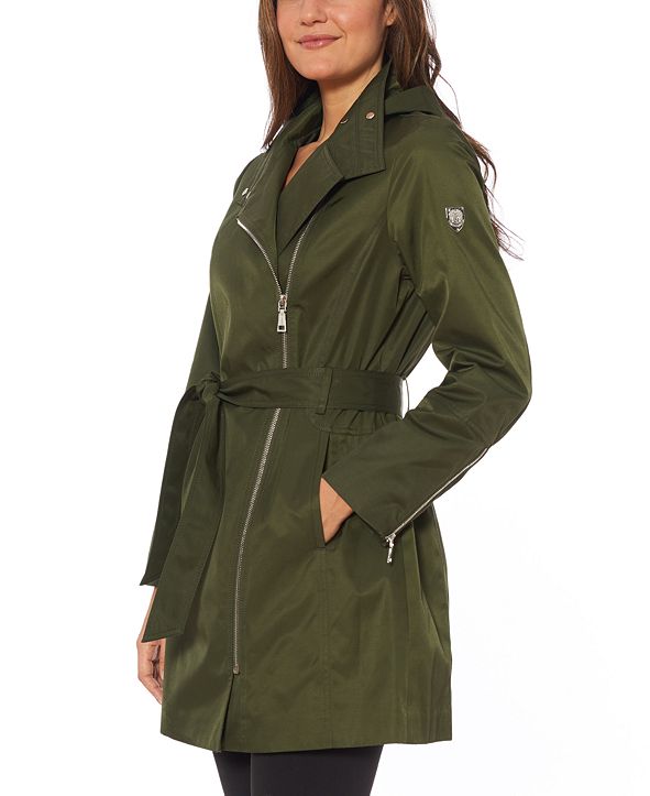 Vince Camuto Hooded Water-Resistant Belted Raincoat & Reviews - Coats ...