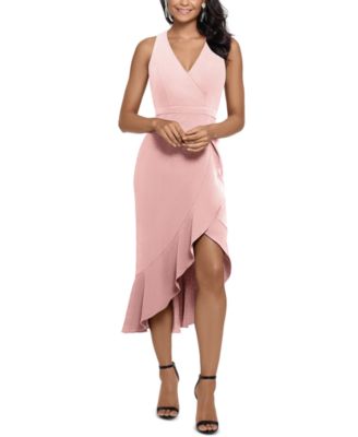 xscape off the shoulder midi dress
