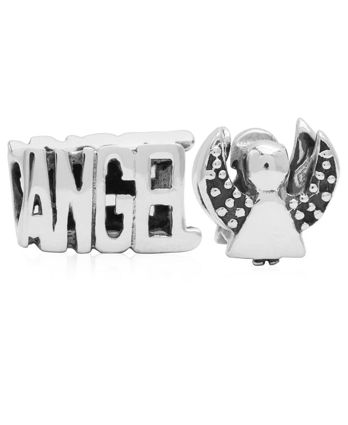 Rhona Sutton - Children's Angel Bead Charms - Set of 2 in Sterling Silver