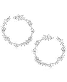 Sterling Silver Crystal Clusters Wrap Hoop Earrings
