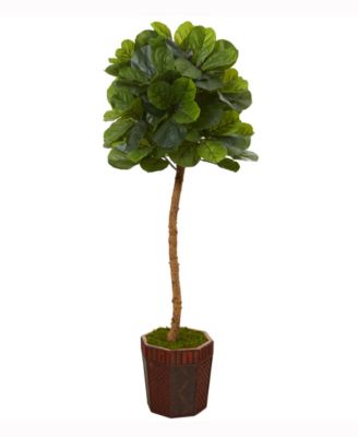 Nearly Natural - 64in. Fiddle Leaf Artificial Tree in Decorative Planter Real Touch