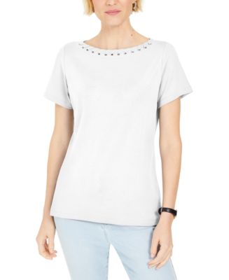 Karen Scott Womens Cotton Grommet Hardware Top Red Size Pp