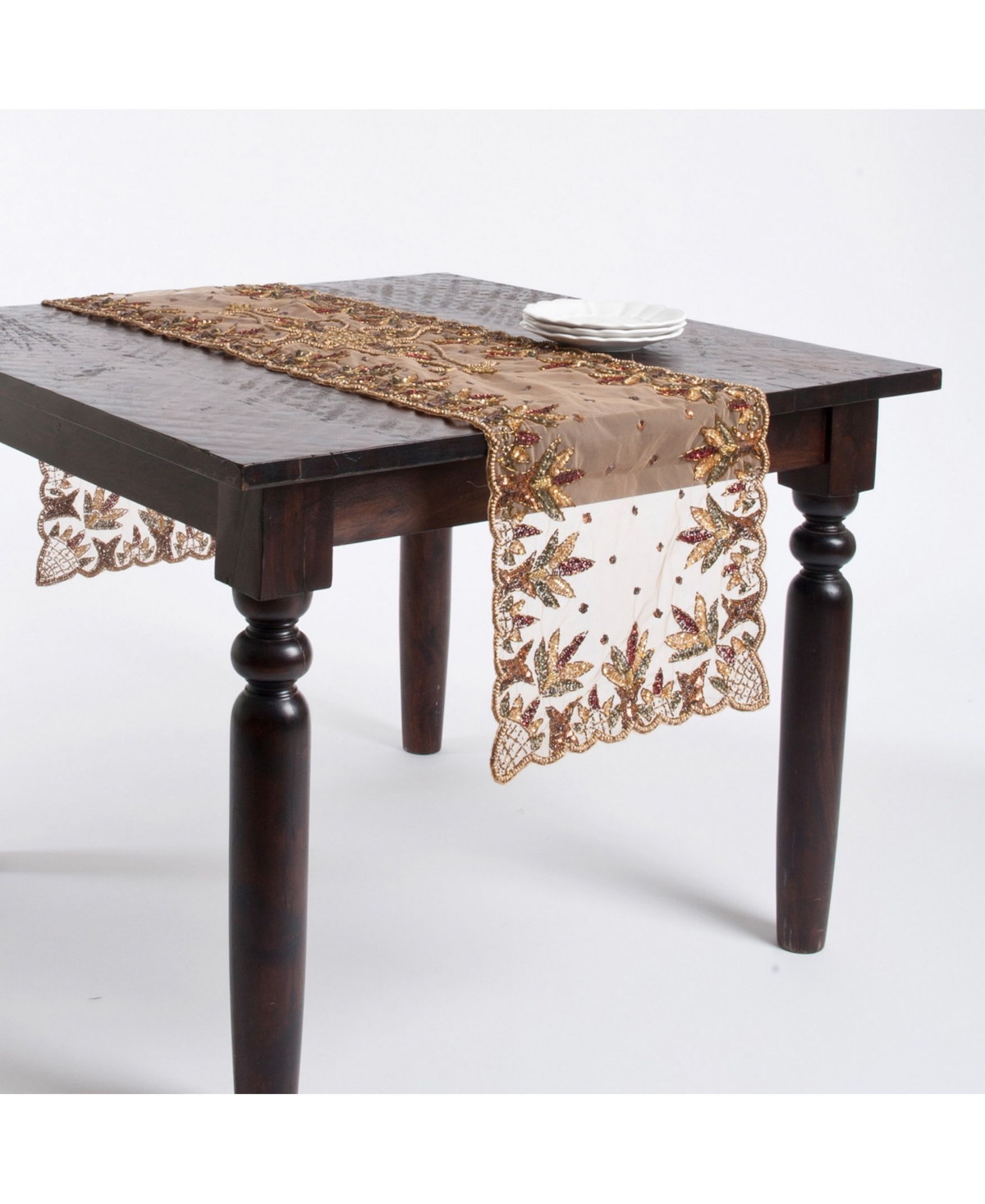Saro Lifestyle Hand Beaded Design Table Runner, 16" x 90"