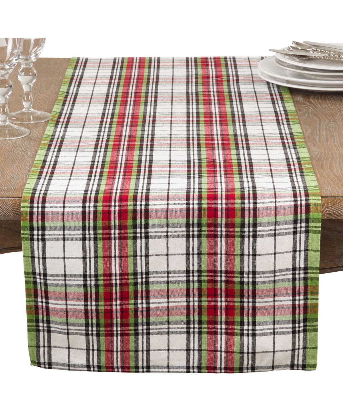 UPC 789323324900 product image for Saro Lifestyle Hensel Collection Classic Plaid Design Cotton Table Runner | upcitemdb.com