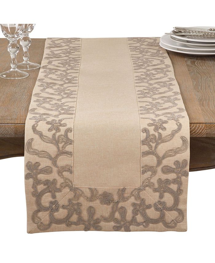 Saro Lifestyle Embroidered Floral Border Table Runner Macy's