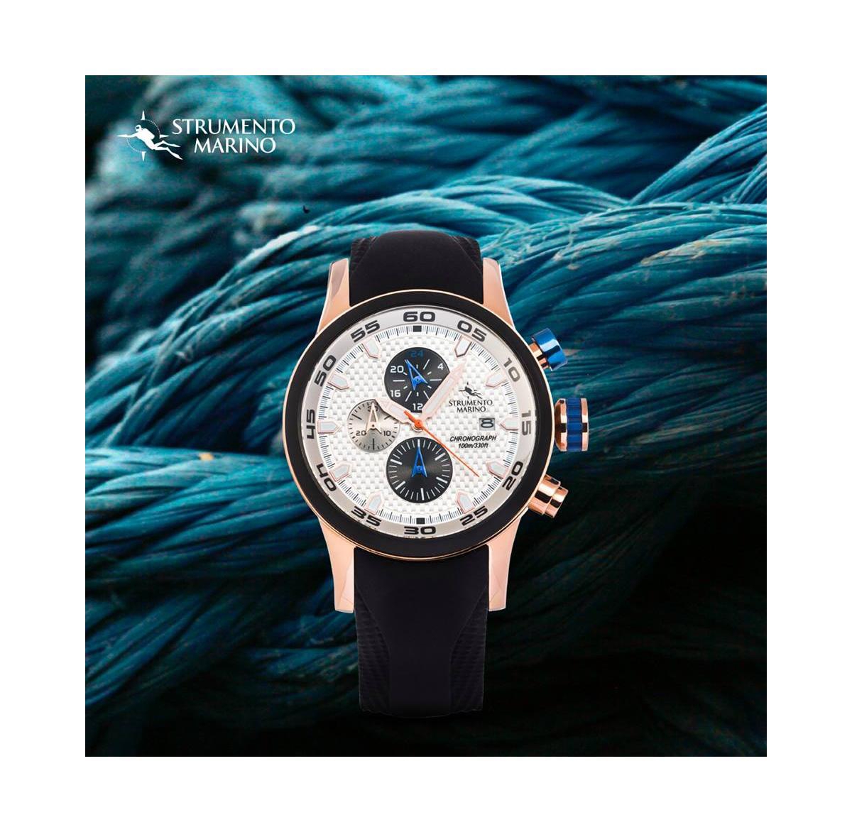 Shop Strumento Marino Men's Speedboat Black Silicone Performance Timepiece Watch 46mm