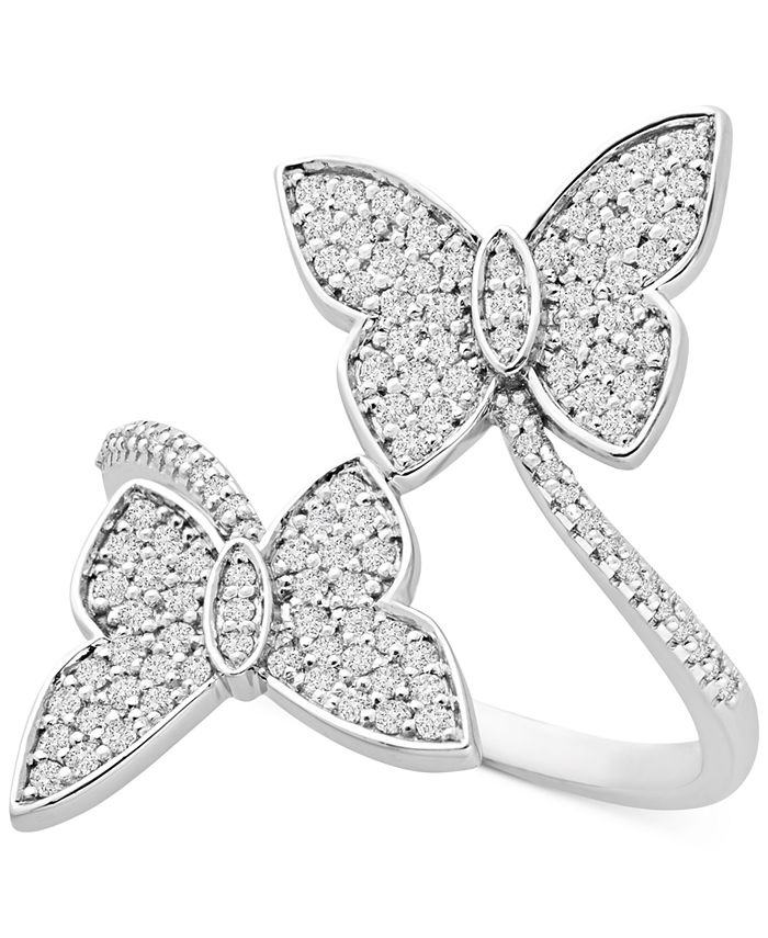 Wrapped in Love - Diamond Butterfly Bypass Statement Ring (1/2 ct. t.w.) in 14k White Gold
