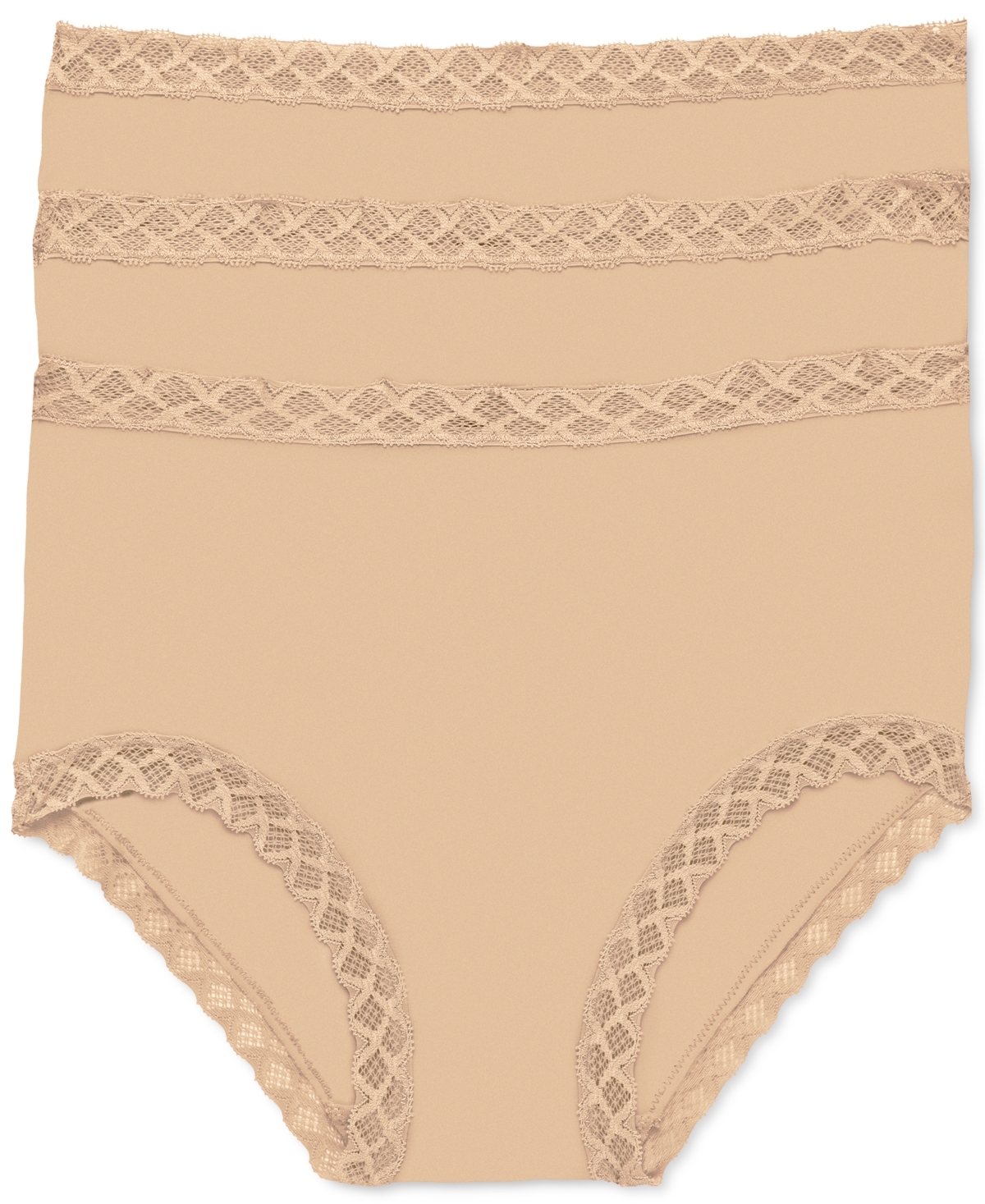 Natori Bliss Lace Trim High Rise Brief Underwear 3-pack 755058mp In Heather Grey / Cruise / Black
