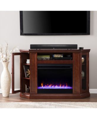 Stonington Color Changing Corner Convertible Electric Fireplace with Storage