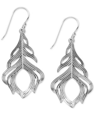 image of Essentials Feather Drop Earrings in Fine Silver-Plate