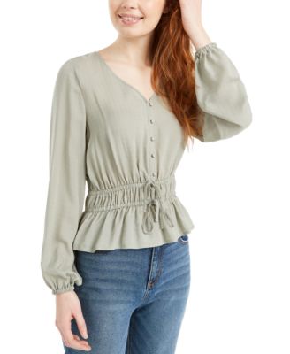 Derek Heart - Juniors' Jacquard Drawstring Blouse