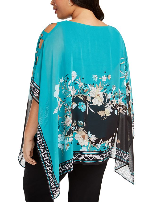 JM Collection Plus Size Printed Poncho Top, Created for Macy's - Macy's