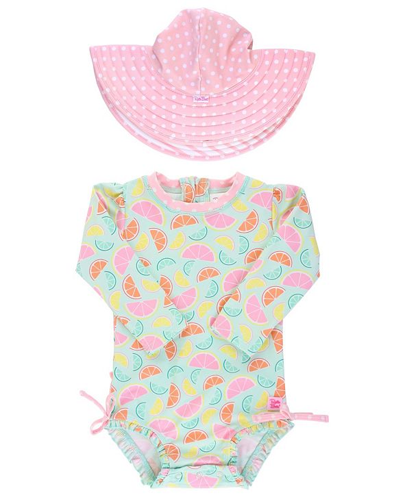 RuffleButts Toddler Girls Long Sleeve Rash Guard Swimsuit ...