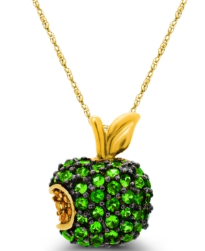 image of Tsavorite (1-3/8 ct. t.w.) and Yellow Sapphire (1/10 ct. t.w.) Apple Pendant in 14K Gold