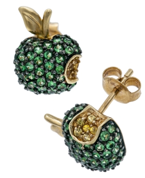 image of Tsavorite (2 ct. t.w.) and Yellow Sapphire (1/4 ct. t.w.) Apple Earrings in 14K Gold