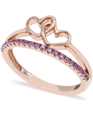 image of Pink Sapphire (1/5 ct t.w.) Ring in 14k Rose Gold over Sterling Silver