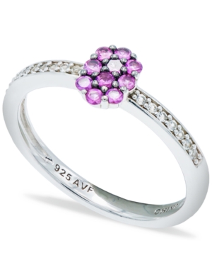 image of Pink Sapphire (1/3 ct. t.w.) Diamond (1/20 ct. t.w.) Stackable Ring in Sterling Silver