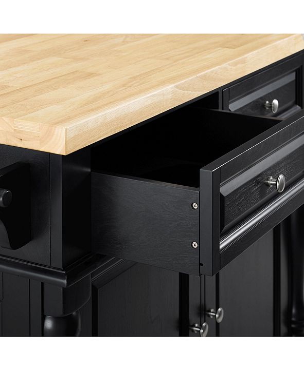 Crosley Oxford Butcher Block Top Kitchen Island With 24" Upholstered