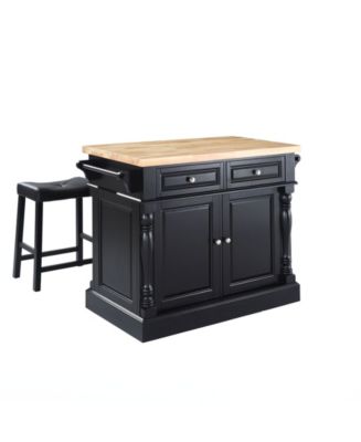 Crosley Oxford Butcher Block Top Kitchen Island With 24" Upholstered ...