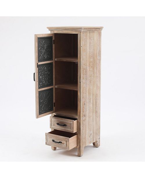 Luxen Home Metal And Wood Tall Tower Cabinet Reviews Furniture Macy S