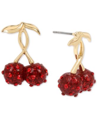 Betsey Johnson Gold Tone Pave Cherry Drop Earrings Macy s
