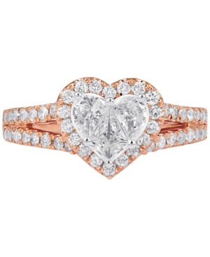 image of Diamond Heart-Shape Halo Ring (1 ct. t.w.) in 14k Rose Gold