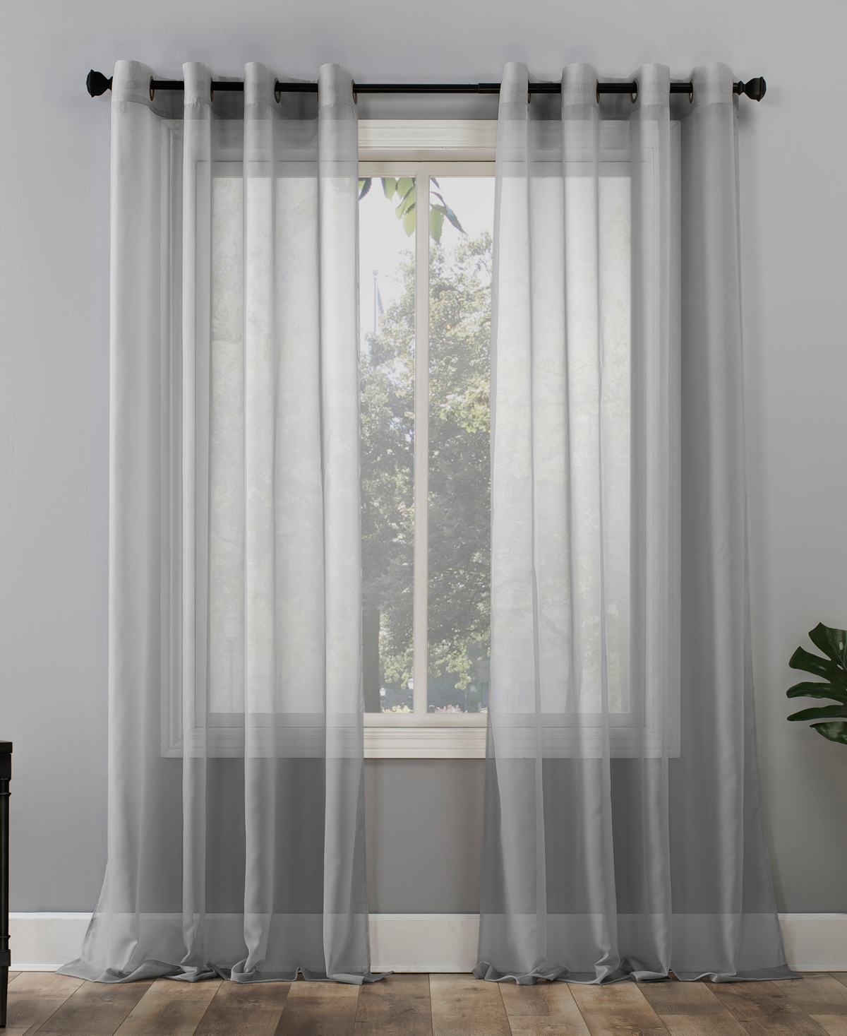 Sheer Voile Grommet Curtain Panel - Silver