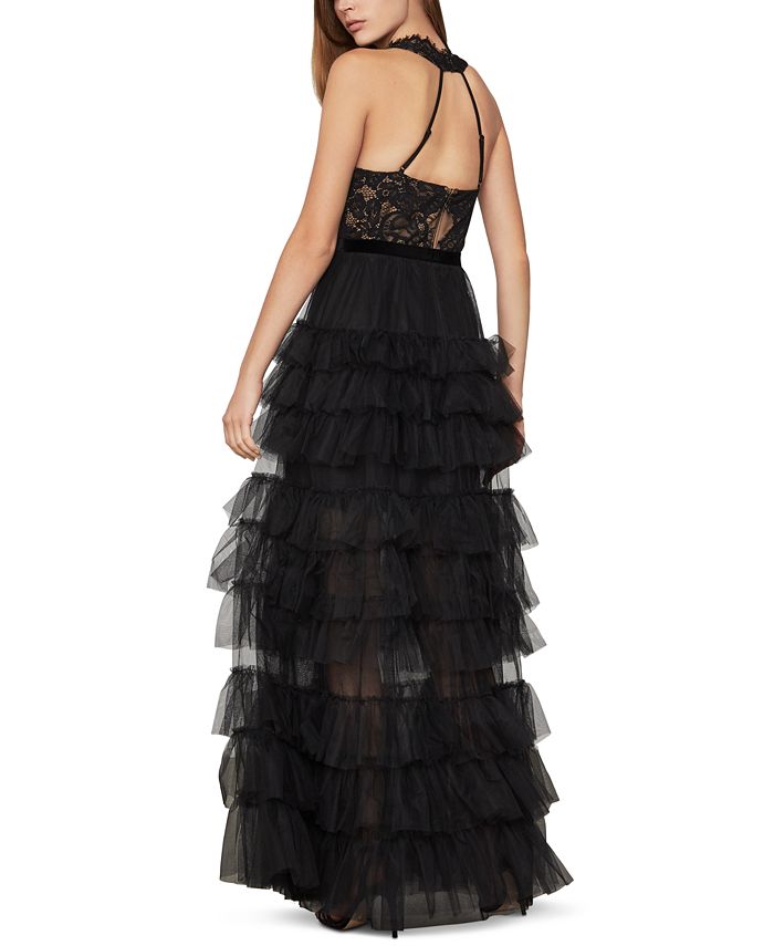 BCBGMAXAZRIA Lace Ruched-Tulle Gown - Macy's