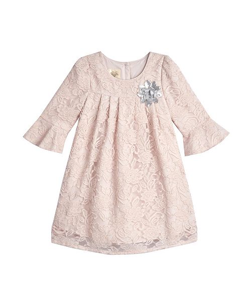 Laura Ashley Baby Girls London 3 4 Bell Sleeve Lace Overlay Dress