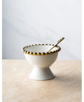 Set of 4 Porcelian Dessert cups with Gold Beaded Design